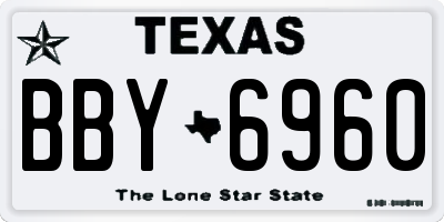 TX license plate BBY6960
