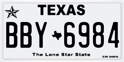 TX license plate BBY6984