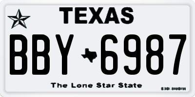 TX license plate BBY6987