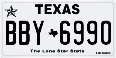 TX license plate BBY6990