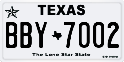 TX license plate BBY7002