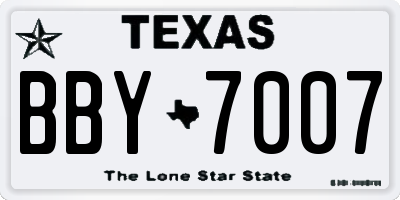 TX license plate BBY7007