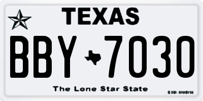 TX license plate BBY7030