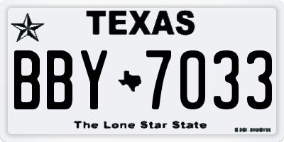 TX license plate BBY7033
