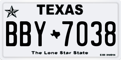 TX license plate BBY7038