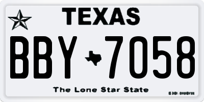 TX license plate BBY7058