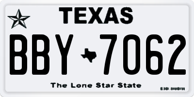 TX license plate BBY7062