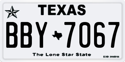 TX license plate BBY7067