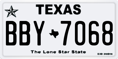 TX license plate BBY7068
