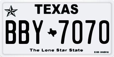 TX license plate BBY7070