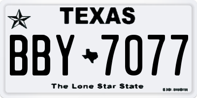 TX license plate BBY7077