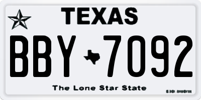 TX license plate BBY7092