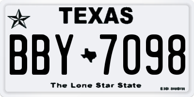TX license plate BBY7098