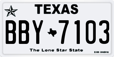 TX license plate BBY7103