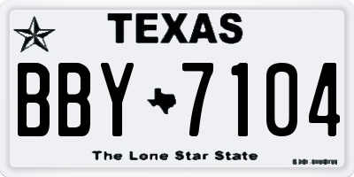 TX license plate BBY7104