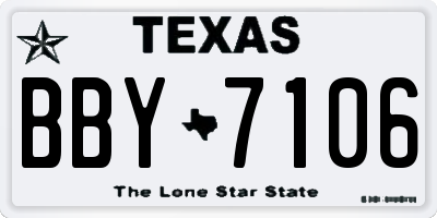 TX license plate BBY7106