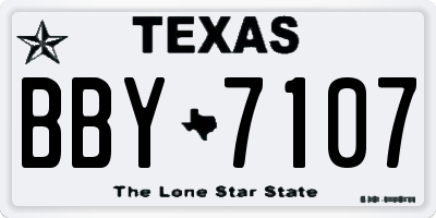 TX license plate BBY7107
