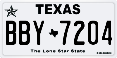 TX license plate BBY7204