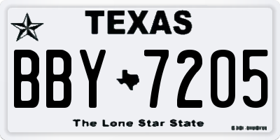TX license plate BBY7205