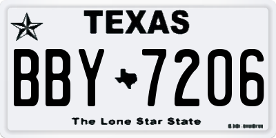 TX license plate BBY7206