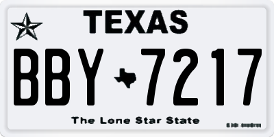 TX license plate BBY7217