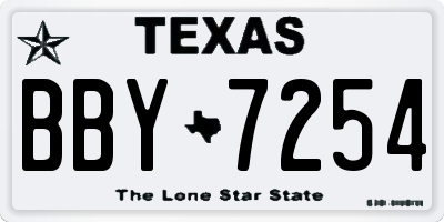 TX license plate BBY7254