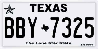 TX license plate BBY7325