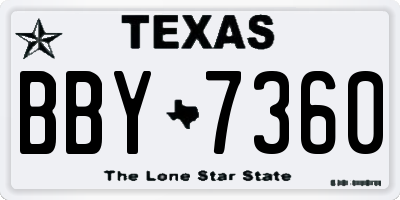TX license plate BBY7360