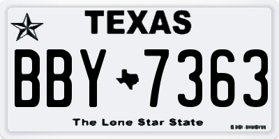 TX license plate BBY7363