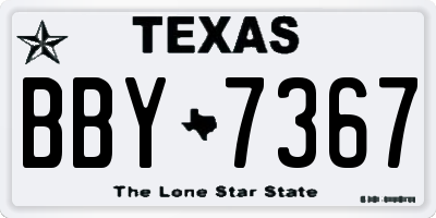 TX license plate BBY7367