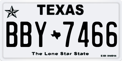 TX license plate BBY7466