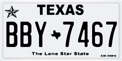 TX license plate BBY7467