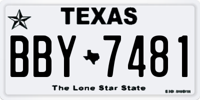 TX license plate BBY7481