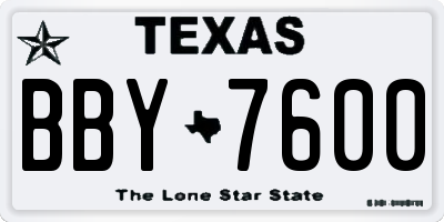TX license plate BBY7600