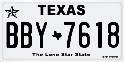 TX license plate BBY7618