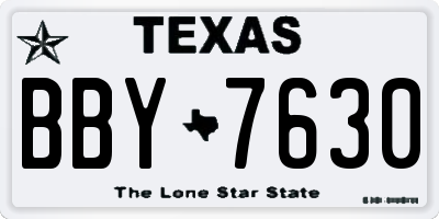 TX license plate BBY7630