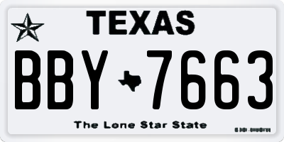 TX license plate BBY7663