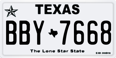 TX license plate BBY7668