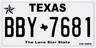 TX license plate BBY7681