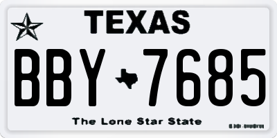 TX license plate BBY7685
