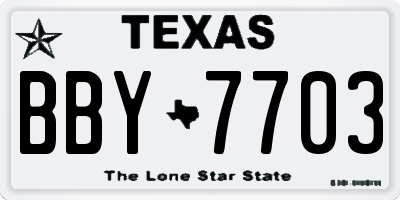 TX license plate BBY7703