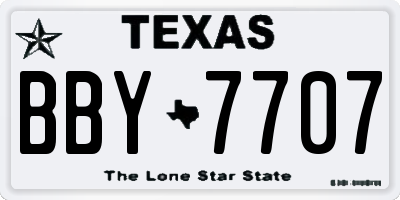 TX license plate BBY7707