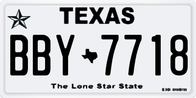TX license plate BBY7718