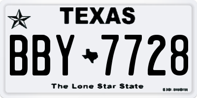 TX license plate BBY7728