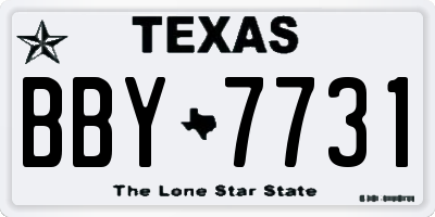 TX license plate BBY7731