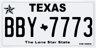 TX license plate BBY7773
