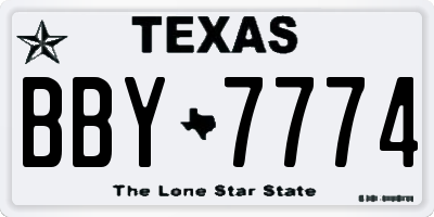 TX license plate BBY7774