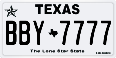 TX license plate BBY7777