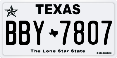 TX license plate BBY7807