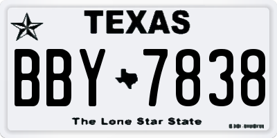 TX license plate BBY7838
